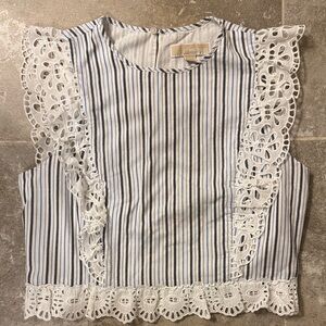 MICHAEL Michael Kors Striped Blouse with Lace Accents